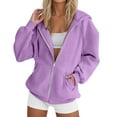 thumbnail image 2 of Women's Hoodies And Sweatshirts Stylish Solid Zip Up Jacket For Everyday Wear Long Sleeve Coat Womens Long Pullover Tops Long Sleeve Hoodie Sweatshirt Women Lined Pullover Womens plus Size Hoodie Long, 2 of 5