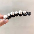 thumbnail image 4 of Eoperou Ponytail Holder Cross Teeth Non-slip Faux Pearl Decor Anti-break Anti-crack Hair-fixed Banana Clip Curled Ponytail Barrette Hair Accessories, 4 of 8