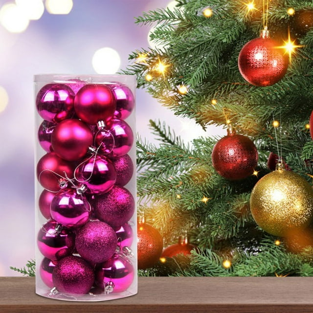 Fiudx Adornos Navideños de Yeso, Bolas para Decorar Árbol de Navidad, Ideales para Fiestas En Casa, Decoración de Hoteles y Restaurantes, Material de Pvc Seguro, Diámetro de 6 Cm, Juego de 24 Unidade