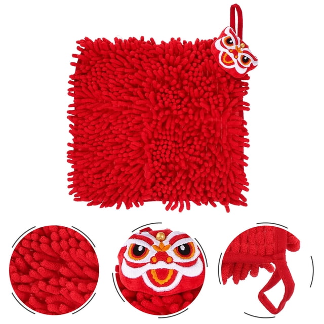 Phenofice Serviette à Main Boule Duveteuse Rouge Séchage Rapide 1Pcs