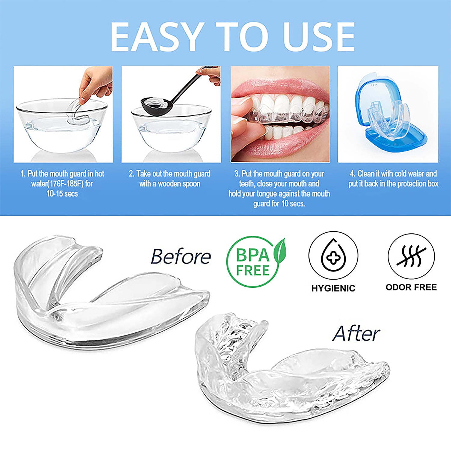Anti Grinding Night Guard for Teeth Clenching - Reusable EVA Dental Guard, Sleep Aid Mouthguard for Teeth Grinding Protection & Quiet Sleep, Portable & Easy Clean Design