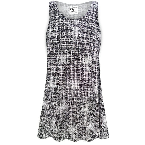Small Extra Tall Womens Sleeveless Silver Polaris Designer Print Tunic Tops Casual Loose Fitting Flowy Shirts Blouses