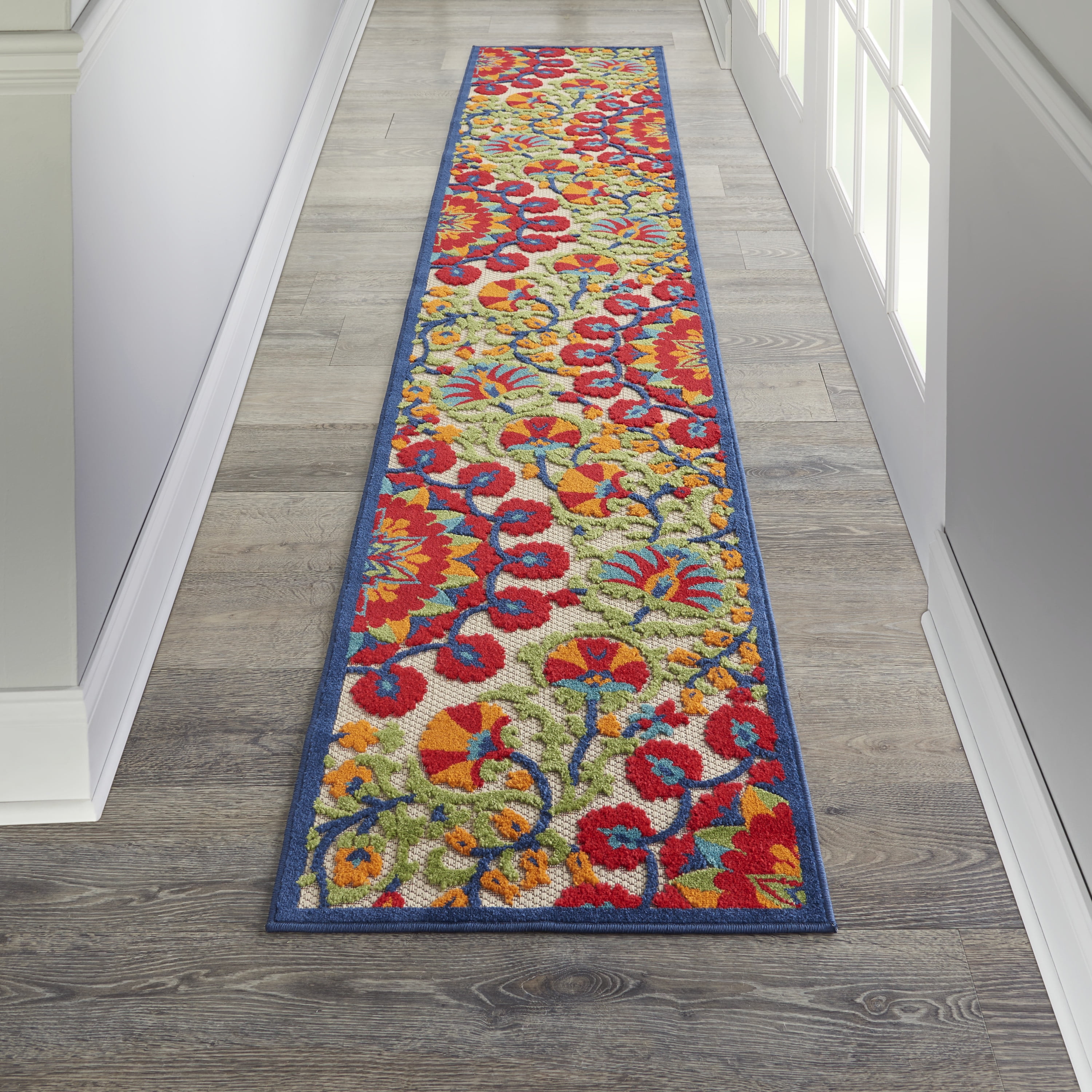 Nourison Aloha Floral Contemporary Red/Multi Indoor/outdoor Area Rug