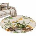 thumbnail image 2 of Round Area Rug 4ft,Pastoral Coffee Frog Mushroom Washable Carpet Non-Slip Runner Accent Rugs Indoor Floor Mat for Bedroom Living Room Decor,Retro Bread on Linen, 2 of 9