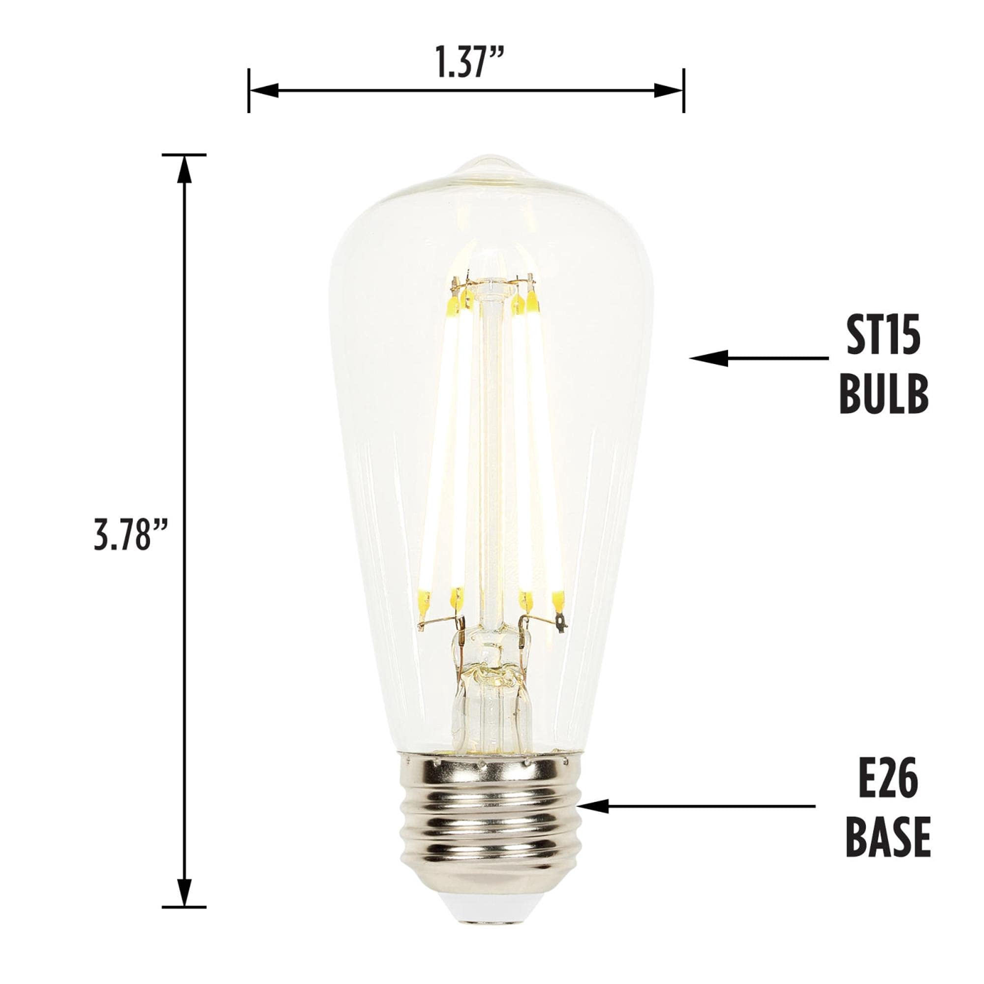 Westinghouse Lighting 4518700 6.5 Watt (60 Watt Equivalent) ST15 Dimmable Clear Filament LED Light Bulb, Medium Base (6-Pack)