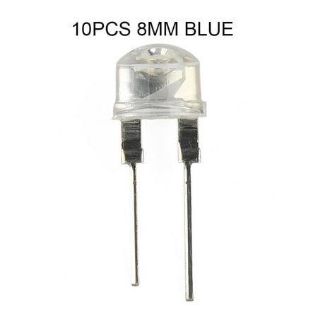 

10 Pcs 8MM Straw Hat Inline LED Lamp Light Emitting Diode White Red Blue 0.5W