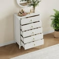 thumbnail image 2 of IDEALHOUSE White 5 Drawers Dresser, Fluted Tall Storage Chest with Metal Handles, 42.9in Modern Organizer Drawers for Bedroom Living Room Entryway Hallway Storage, 2 of 9