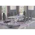 thumbnail image 2 of Marble Mixed Dining Set with Silver Stainless Steel and Gray Velvet Chairs, 2 of 5