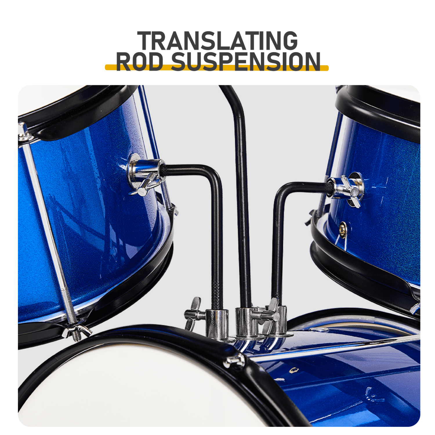 Hassch 3-Piece Drum Set, Beginners Drums Kit with Stool, Pedal & Drumsticks, Junior Drum Set Musical Instrument with Cymbal, Tom and Snare Drum, Dark Blue
