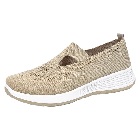 Fsqjgq Mesh Running Shoes for Women Slip On Sneakers Women'S Footwear Knit Upper Stylish Sneaker Casual Work Shoe