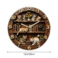 thumbnail image 3 of Wooden Wall Clock, Cats-Themed Timepiece With Quartz Movement, for Home Decor, Multicolour, 3 of 6