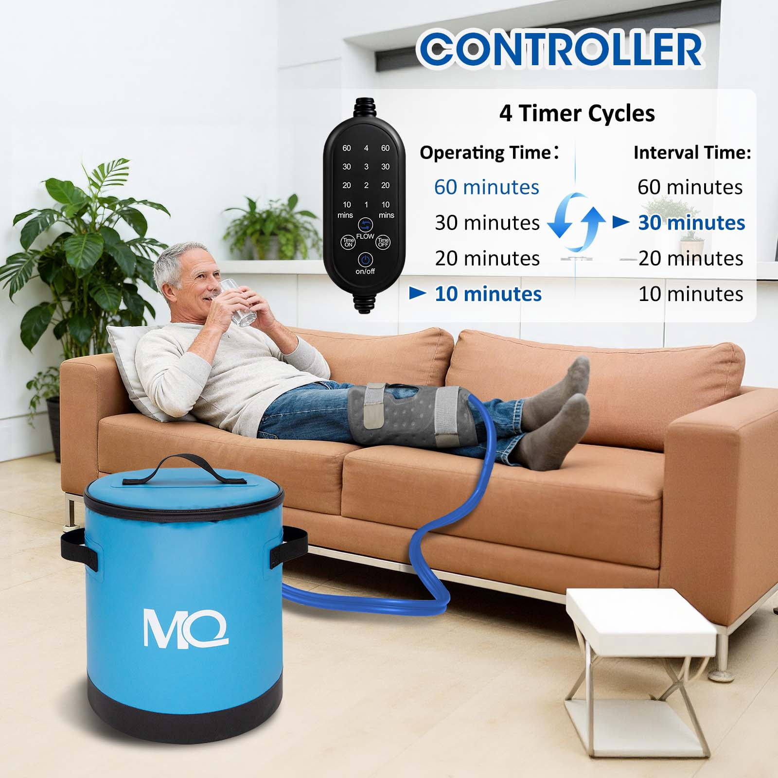 Ice Machine for Knee After Surgery Cold Therapy Machine for Sports Injuries Sprains Reduce Swelling with Digital Timer Quiet Pump