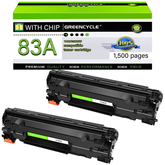 GREENCYCLE 2 Pack Compatible Black Toner Cartridge Replacement for 83A CF283A Use with Laserjet Pro MFP M201dw M225dw M127fw M125nw M127fn Printer