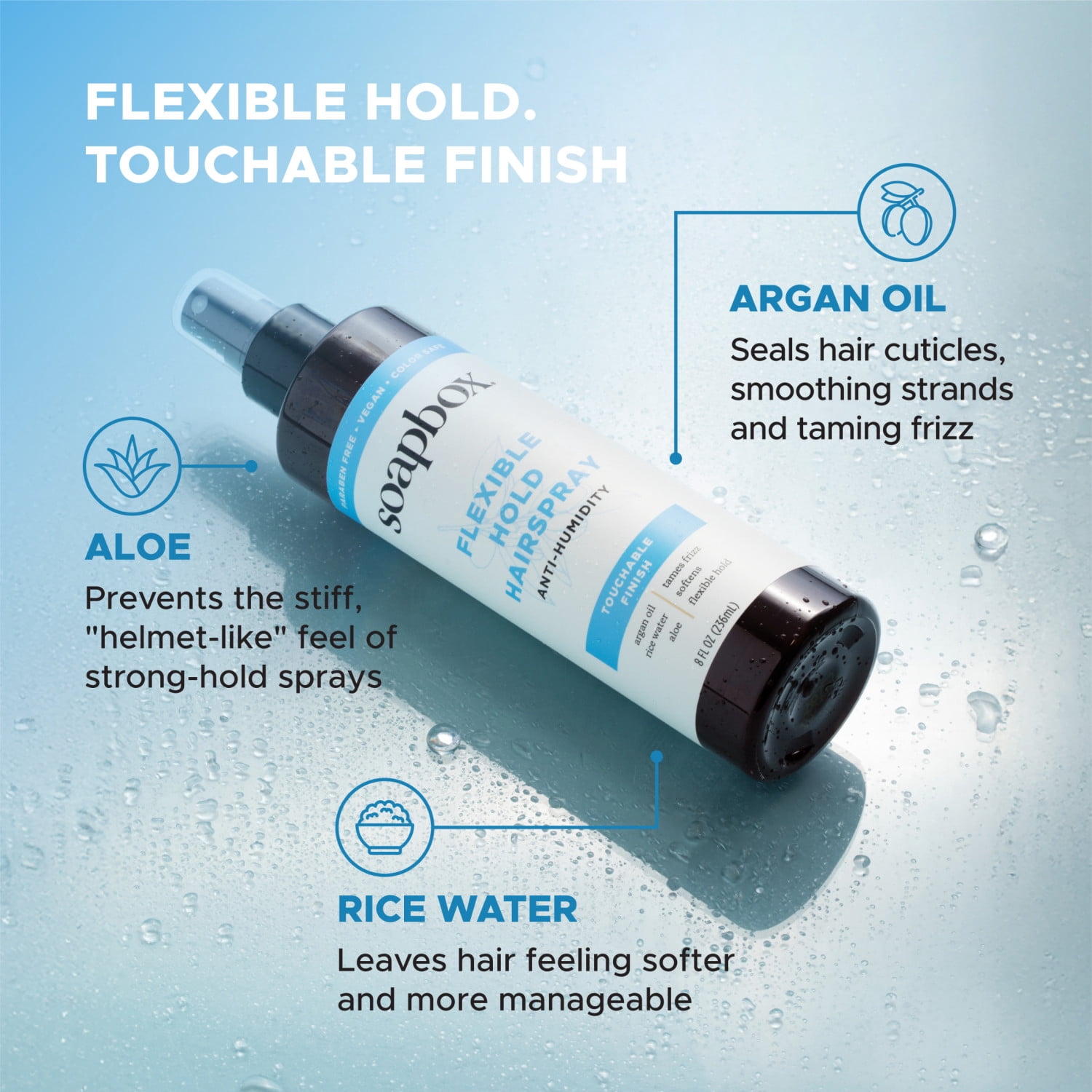 Soapbox Flexible Hold Hairspray - Anti Humidity, Non Aerosol, 8 fl oz