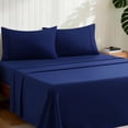 thumbnail image 2 of EMONIA Twin Bed Sheet Set 3-Piece with 14" Deep Pocket, Hotel Luxury Super Soft & Breathable Polyester Washed Cotton Fabric (Navy Blue), 2 of 12