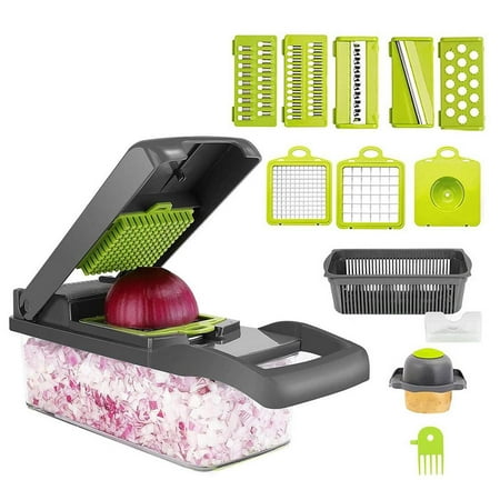 

Tohuu Vegetable Slicer 14 -in -1 Vegetable Chopper Slicer Dicer Food Chopper with 1.2l Food Container And Draining Basket Vegetable Cutter for Veg Onion Garlic Salad impart