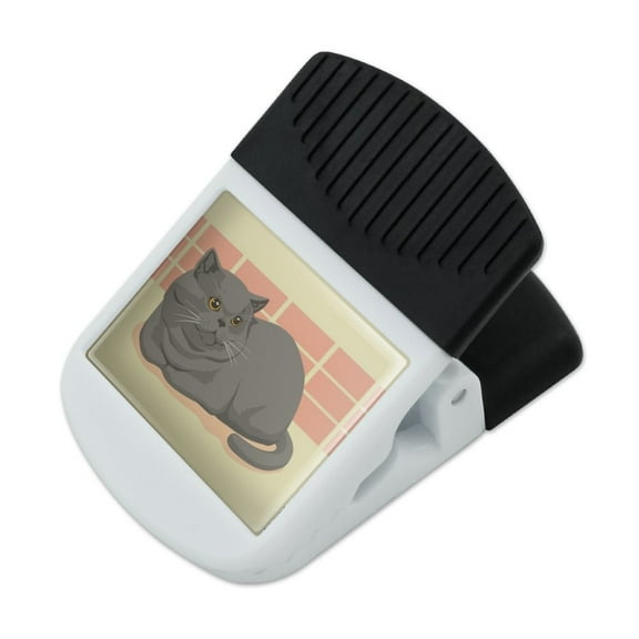 Chubby British Short Hair Grey Cat Refrigerator Fridge Magnet Magnetic Hanging Hook Note Snack Clip