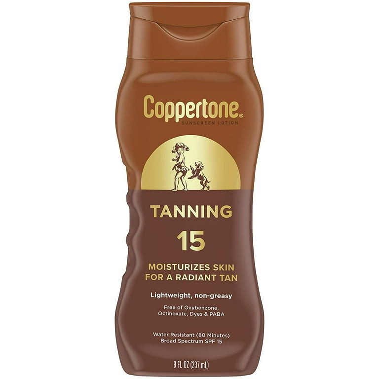 Coppertone Tanning Lotion SPF 15, Lightweight, Non-Greasy, 8 FL OZ