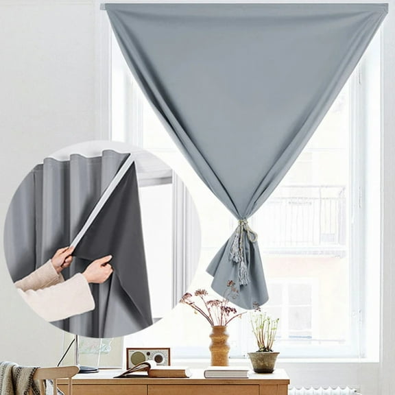 100% Blackout Curtain Self Adhesive Punch Free Bedroom Sunshade Insulation Privacy Window Curtain Door Balcony Sun Protection