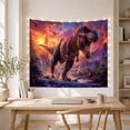 thumbnail image 5 of Roaring Dinosaur in Sunset Water, Dramatic Fantasy Style for Dinosaur Lovers, Prehistoric Wall Decor, Housewarming Gift, Tapestry Wall Hanging for Bedroom and Gaming Room, 5 of 7