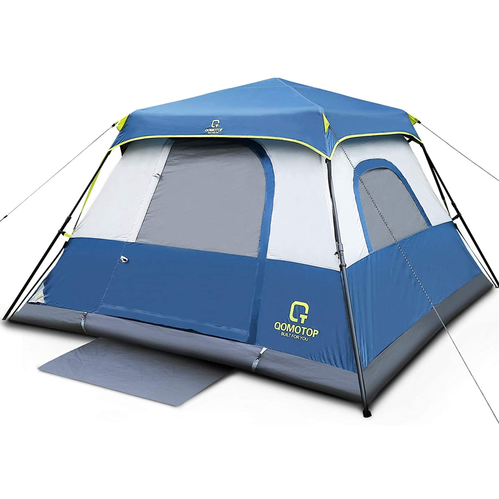 QOMOTOP 6 Person 60 Seconds Set Up Camping Tent Waterproof Pop Up Tent with Top Rainfly Instant Cabin Tent Blue Walmart