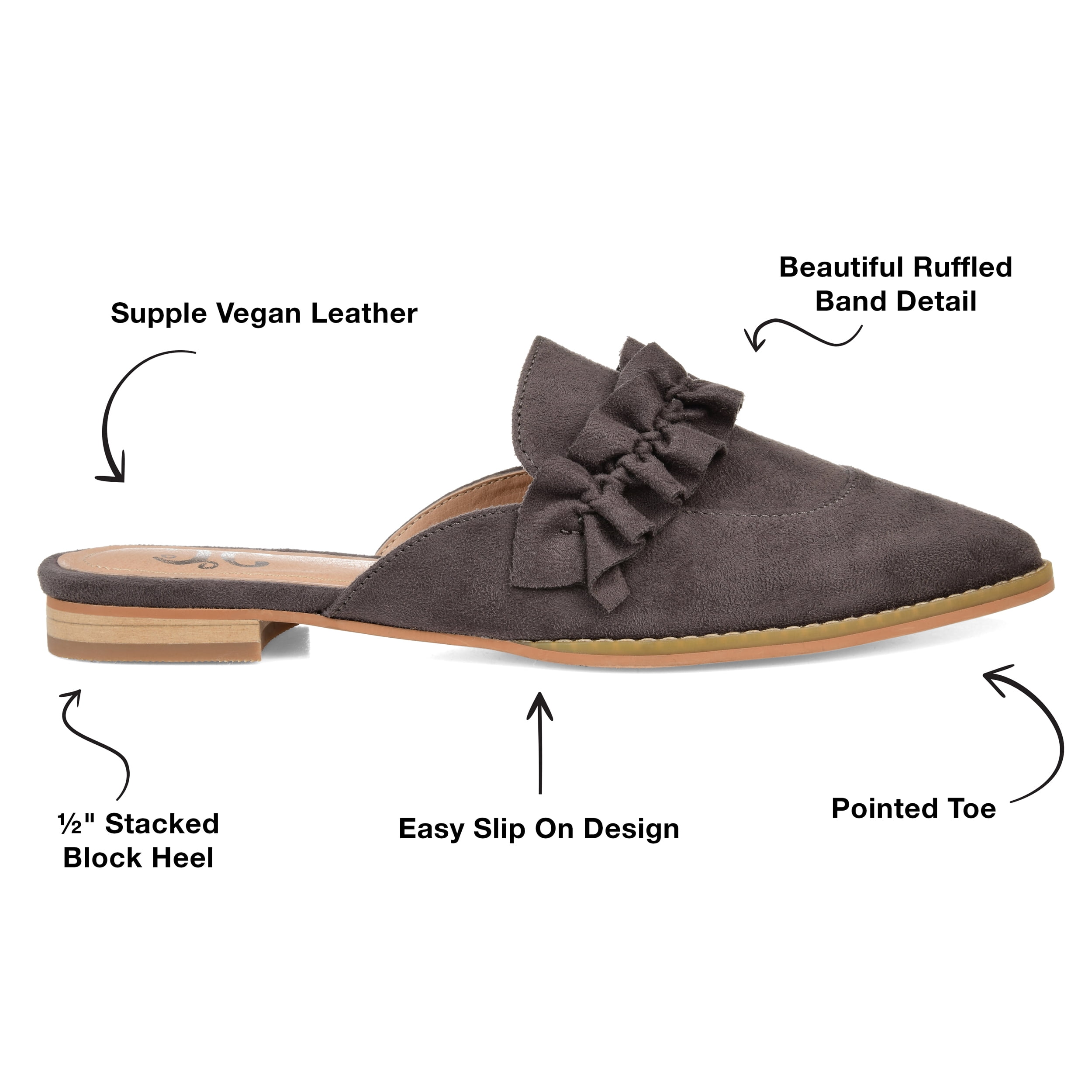 Journee Womens Kessie Slip On Pointed Toe Mules Flats