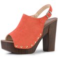 thumbnail image 1 of Sandalias Punta Abierta Talón Abierto Plataforma Tacón Grueso Para Mujer Allegra K Naranja 37, 1 of 6