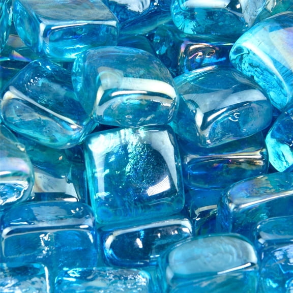 Tahitian Blue Fire Pit Glass Cubes | 1", 10 lbs