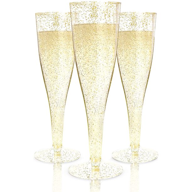 100 disposable plastic champagne flutes