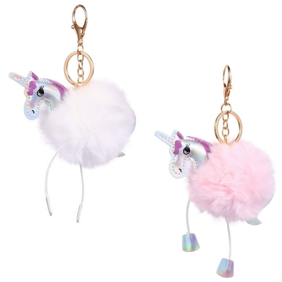 HOMEMAXS White Plush Unicorn Key Chain with Alloy Pendant for Decoration Small and Light Easy to Carry