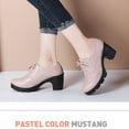 thumbnail image 4 of Xfvqtps Ladys Oxford Shoes British Style Chunky Heel Platform Hollow Out Wingtips Toe Lace Up Solid Color Fashion Retro Classic Leather Brogues Shoes Pink, 4 of 6