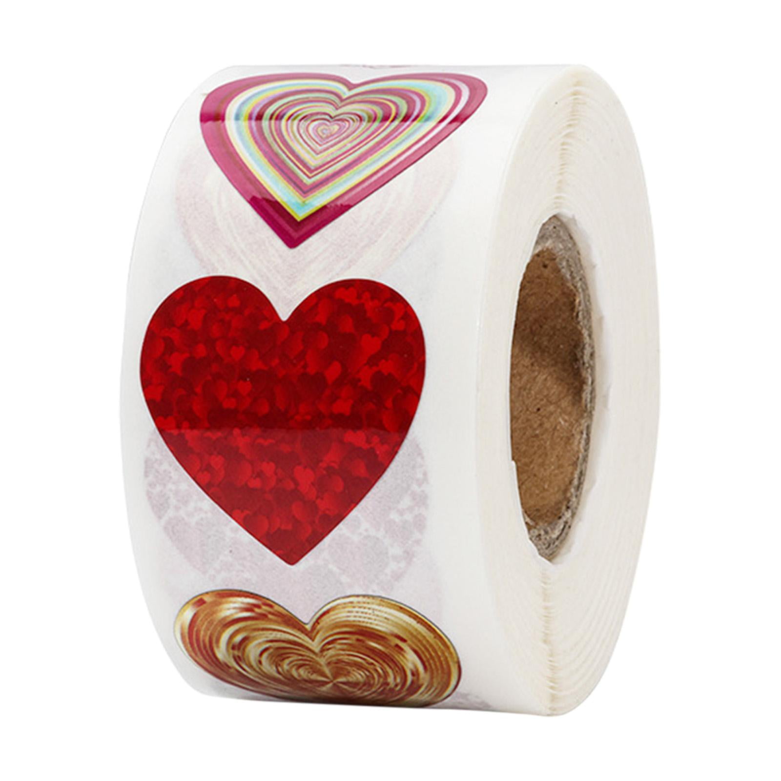 Milageto 2xValentines Day Stickers 500 Pieces Heart Stickers 1 Roll for Kids Adults Scrapbooking Envelopes Festival Invitation Cards , Waterproof, 4 Pcs