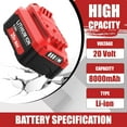 thumbnail image 2 of 2Packs 20V 8.0Ah High Capacity V20 Lithium Replacement Battery and CMCB104 Charger Compatible with Craftsman 20 Volt Battery MAX CMCB205 CMCB204 CMCB206 CMCB202 CMCB201 Cordless Power Tools(Red), 2 of 7