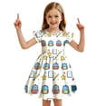 thumbnail image 6 of Curuila Children Girls Dress Flutter Sleeve Cartoon Print Crew Neck For School Casual Dresses Size 3-4 Years, 6 of 7