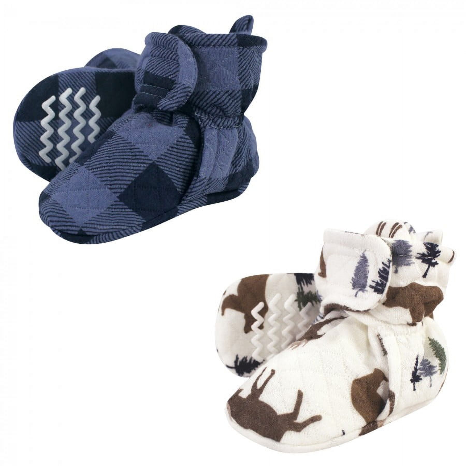 Hudson Baby Infant and Toddler Boy Quilted Booties 2pk Moose Bear 18-24 Months