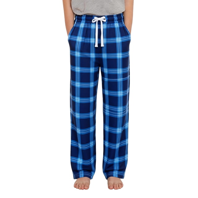 Pantalones de pijama PATPAT para niños, a cuadros, azul real, tallas 7-8 años