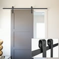 thumbnail image 1 of Aquaterior 6.6ft Sliding Barn Door Hardware Kit Hang Style Track Rail for Single Door Black, 1 of 10
