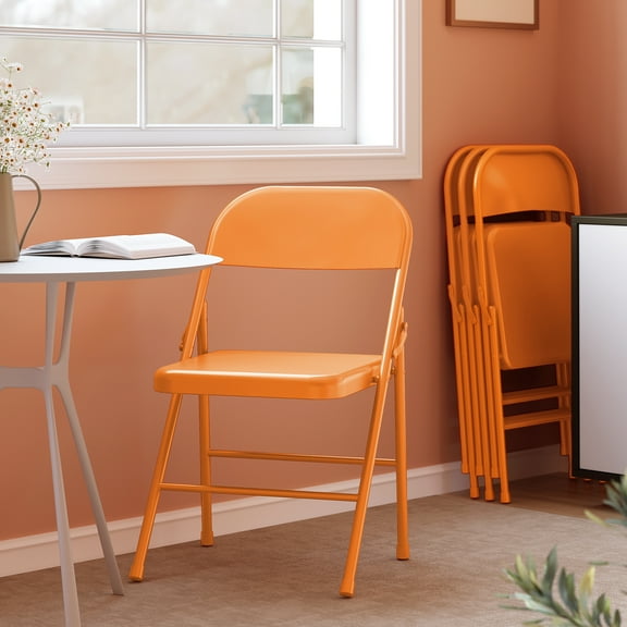 4-Pack Folding Chairs - Heavy Duty 350lb Capacity, Stackable for Home/Office/Events