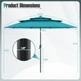 thumbnail image 3 of Gymax 10 FT Solar Patio Umbrella w/ 32 LED Lights 3-Tier Vented Top Tilt Adjustment Turquoise, 3 of 10