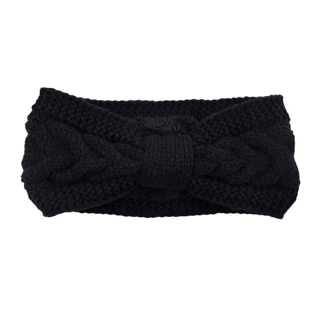 Sonducket Diademas de ganchillo invierno elástico de punto de punto ancho cálido grueso Universal calentador de orejas diadema regalos para mujeres Accesorio para el cabello Negro Sonducket AP009571-01B