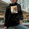 thumbnail image 2 of Aesthetic Minimalism Boho Rainbow, Sun & Botanical Art or Design Merch Gift, Black Hooded Sweatshirt or Hoodie, Small, 2 of 5