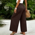 thumbnail image 6 of GUACER Wide Leg Pants for Women Elastic Waist Pleated Textured Trousers with Pockets Casual Loose Fit Pants, 6 of 7