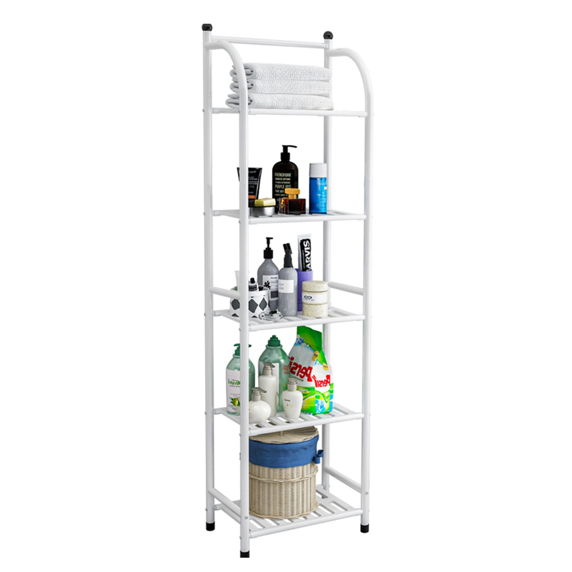 Forthcan 5 Tier Freestanding Metal Shelf Open Bathroom Shelf for