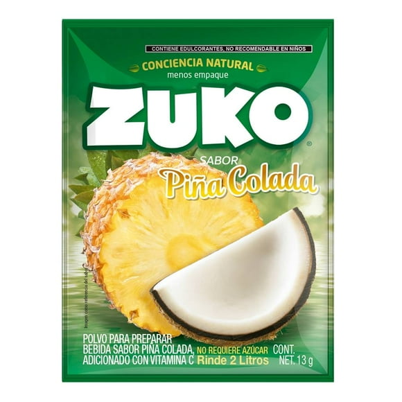 Bebida en polvo Zuko sabor pina colada 13 g