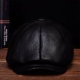 thumbnail image 2 of Men Women Real F-ur Beret Hat Geunine Leather Unisex Bucket Caps Berets ,Classic Design, 2 of 6