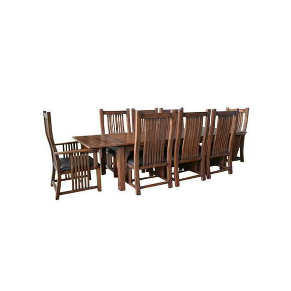 Crafters and Weavers Arts and Crafts Solid Wood Dining Set in Cherry