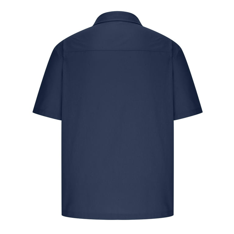Spring Deals SMihono Turndown collar Tees Tops Shirt for Mens Trendy Men  Casual Solid Turndown Short Sleeve Button Closure Shirt Hawaii Blouse Navy 4