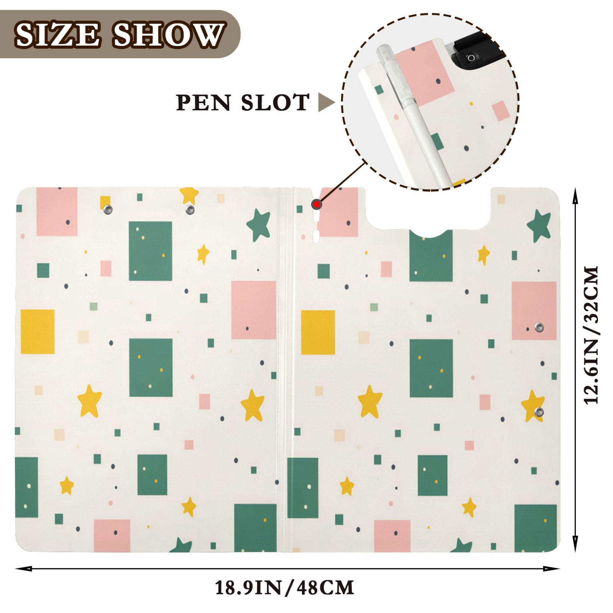 FORMRS A4 Clipboard Folder with Pen Holder Horizontal Foldable School Office Binder, Green Abstract Pattern
