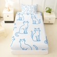 thumbnail image 4 of Manfei Minimalism Cat Twin Sheets, Simple Line Animal Bedding, Royal Blue White, 3-Piece, 1 Flat Sheet, 1 Fitted Sheet and 1 Pillowcase, 4 of 6