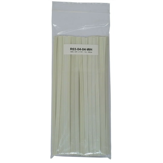 Polyvance R03-04-04-WH Welding Rod, 12 in L x 3/8 in W x 1/16 in THK, Flat, ABS, White - pack of 105